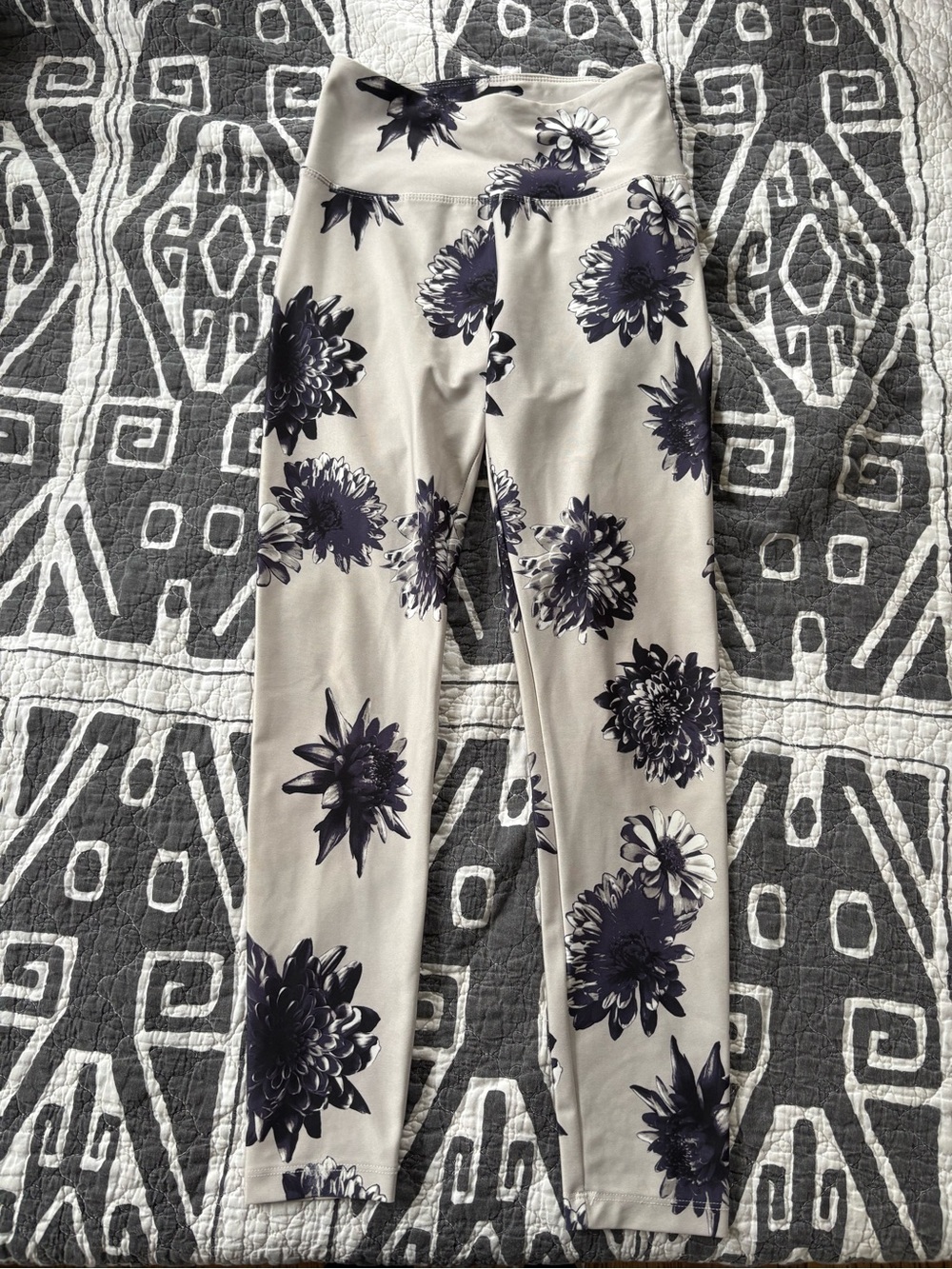 Bally Beige Leggings with Navy Floral Print